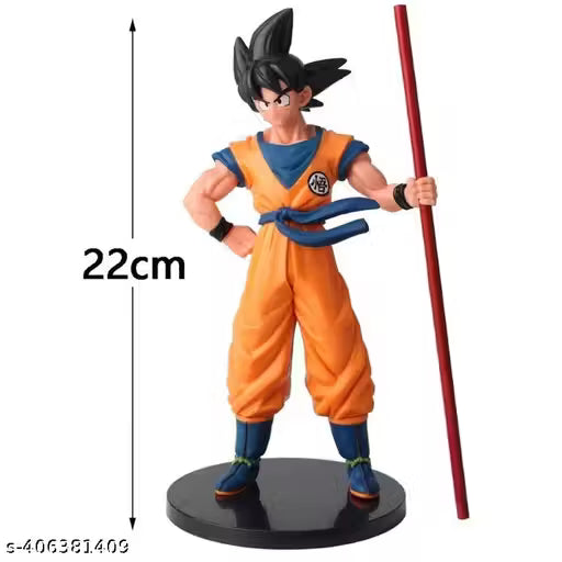 Onitore DBZ Action Figure Goku Standing with Stick Height-21cm with great details and PVC material Without Box