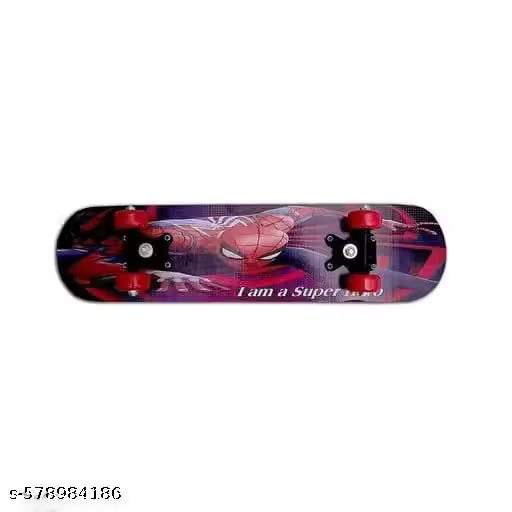 Portable Handheld Lightweight 17 Inch Skateboard Light Flashing 4 Wheels Mini Cruiser Skateboard, Beginners Longboard Suitable for Kids, Age (5-12 Years) (Multicolor Print)(Design sent As per available stock)