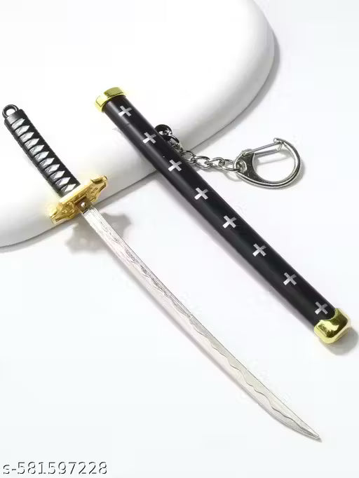 New attractive metal mini black plus katana keychain Hard metal keychain